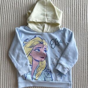 Disney Frozen Elsa Kids Hoodie - Light Blue with Light Yellow Hood Size 2T